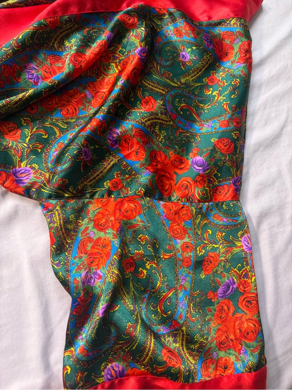VTG Victoria's Secret Gold Label Kimono Short Robe One Size Multi Color Roses - Picture 6 of 11